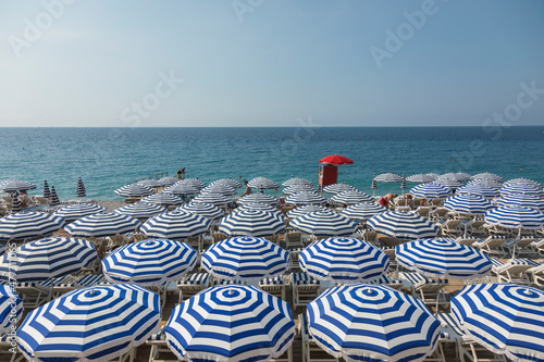 Fototapeta Naklejka Na Ścianę i Meble -  Nice Beach and Marina Photo, Mediterranean Sea Villefranche-sur-Mer, France