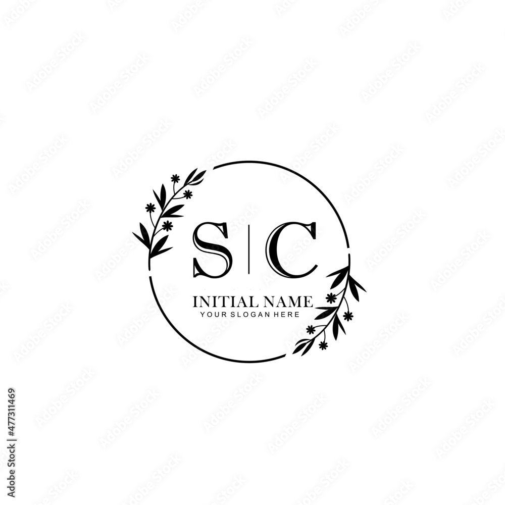 SC Hand drawn wedding monogram logo SC Hand drawn wedding monogram logo