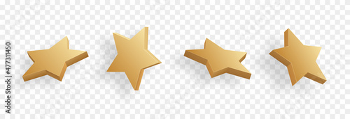 Set of vector gold stars from different angles png. Gold stars png, 3d star, vip.