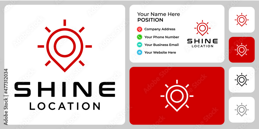 Abstract location and lighting logo design with business card template. Abstract location and lighting logo design with business card template.