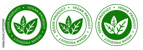 Vegan product labels vector set. Vegan food stamp icons. Isolated vegetarian symbol collection. Vector illustration.