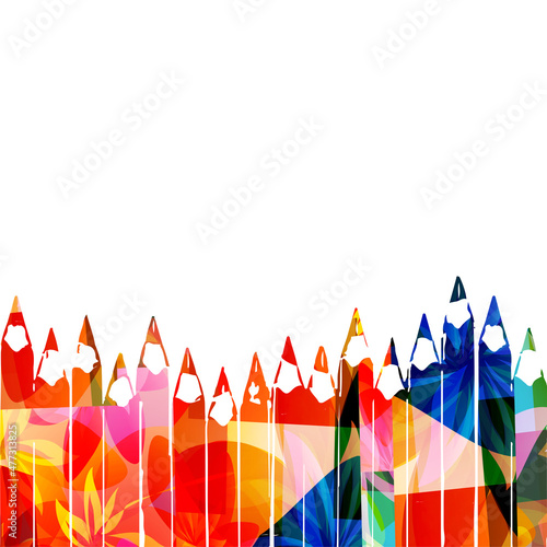 Colorful colored pencils vector illustration. Design for creative writing and creation, storytelling, blogging, education, book cover, article and website content writing, copywriting