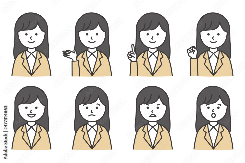 女性 スーツ 会社員 ビジネス イラスト ベクター Ai 素材 Stock Vector Adobe Stock