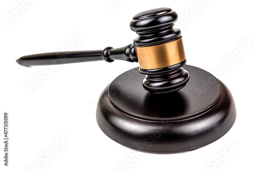 Fotografija Judge's gavel on white, top view. Law concept.