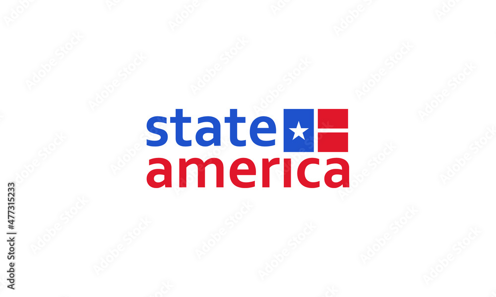 vector graphic illustration logo design for abstract mark state america with simple usa flag