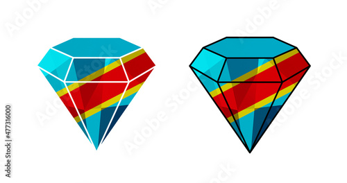 Bright diamonds in colors of national flag. Democratic Republic of the Congo