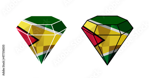 Obraz na płótnie Bright diamonds in colors of national flag. Guyana