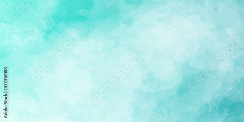 Tiffany blue hand drawn soft spot watercolor paint paper texture background. Beautiful abstract watercolor background with blot stain. abstract blue watercolor painting textured design on white paper 