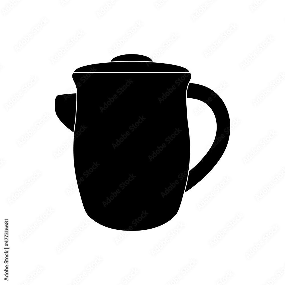 The icon of a round-shaped teapot with water on a white background. The icon of a round-shaped teapot with water on a white background.