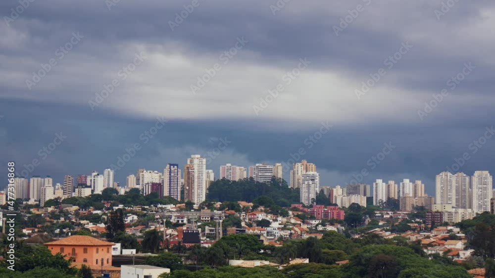 High-Rise And Private Areas Of A Big City On A Hill In A Rainy Day (Time Lapse) High-Rise And Private Areas Of A Big City On A Hill In A Rainy Day (Time Lapse)