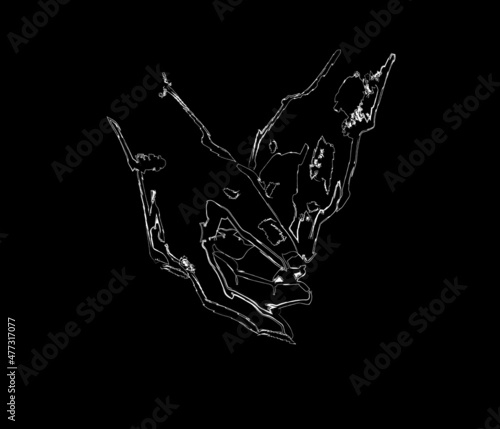hand-drawn drawing holds a hand, love .holiday.to lend a helping hand .Saint Valentine's .lovers .picture on a dark background