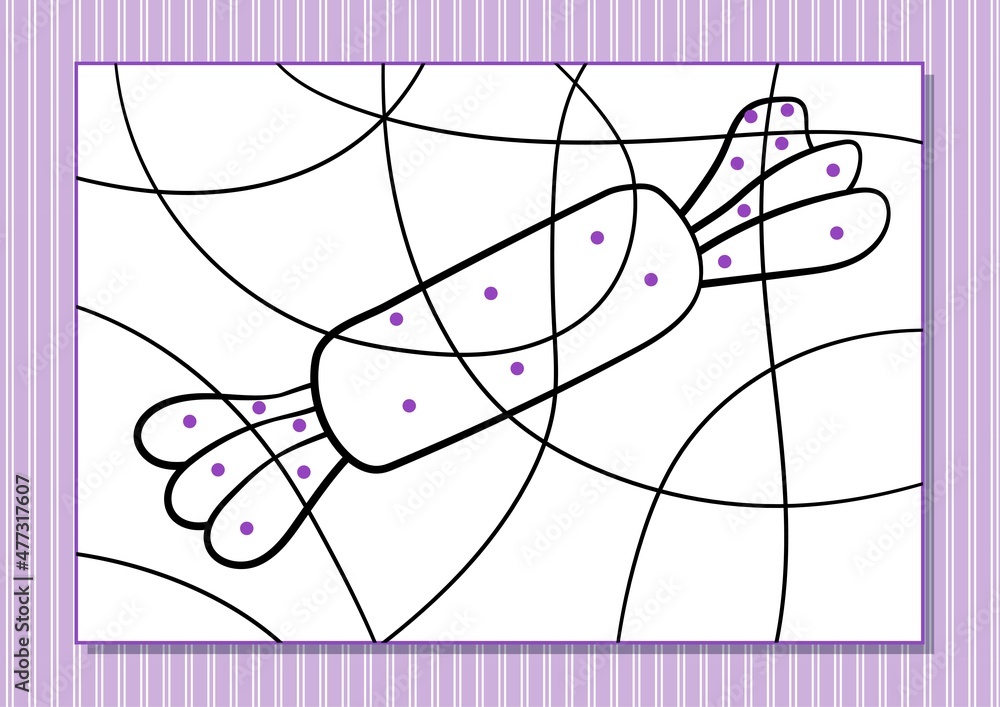 Cartoon coloring by dots for kids. Printable worksheet. Cartoon candy ...