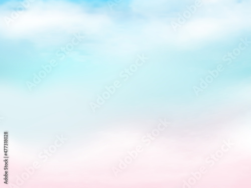 Clear pink and blue sky and white cloud detail with copy space. Sky Landscape Background.Summer heaven with colorful clearing sky. Vector illustration.Sweet sky clouds background.