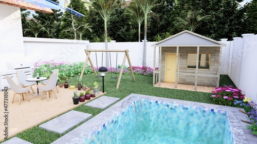 I will Do landscape design, backyard design, pool design, gardening photo