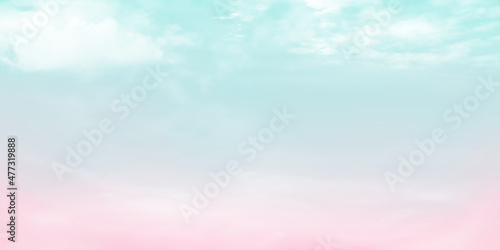 Panorama Clear blue to pink sky and white cloud detail with copy space. Sky Landscape Background.Summer heaven with colorful clearing sky. Vector illustration.