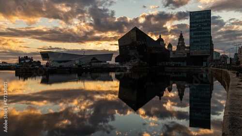 Liverpool Timelapse skyline reflection at sunset