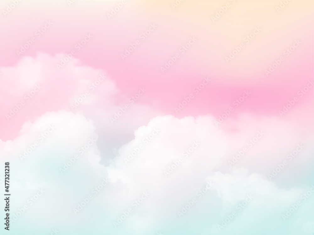 Clear purple blue sky and white cloud detail in background with copy space. Sky Nature Landscape Background.The summer heaven with colorful clearing sky. Vector illustration.