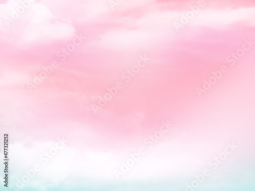 Clear pink and blue sky and white cloud detail with copy space. Sky Landscape Background.Summer heaven with colorful clearing sky. Vector illustration.Sweet sky clouds background.