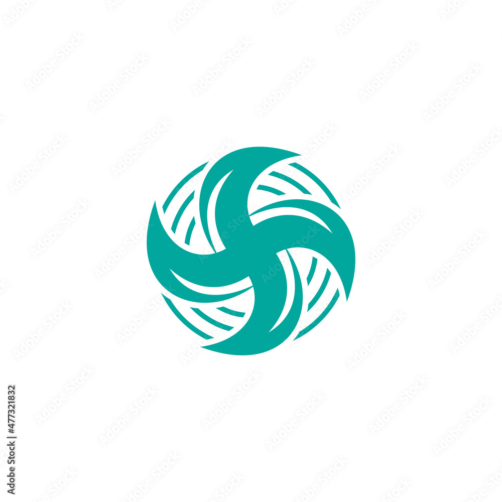 circle swirl fan turbine motion geometric design symbol logo vector