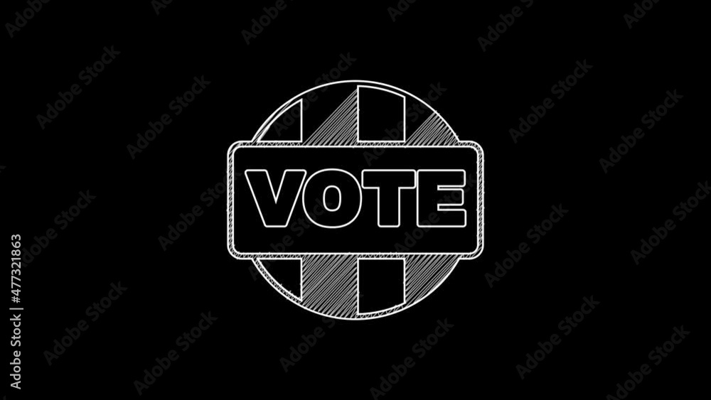 White line Vote icon isolated on black background. 4K Video motion graphic animation White line Vote icon isolated on black background. 4K Video motion graphic animation