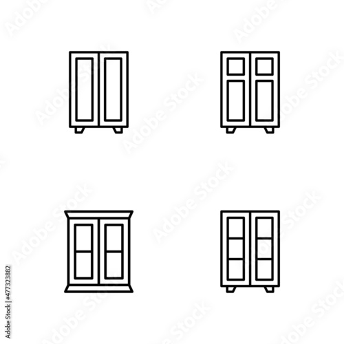 Set of cupboard line icon design vector template