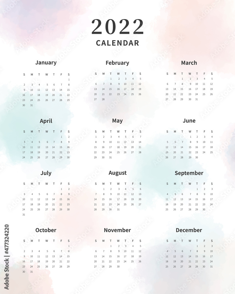 Calendar 2022 template. 2022 calendar planner template. Week starts on  sunday. Vector illustration. Stock Vector | Adobe Stock