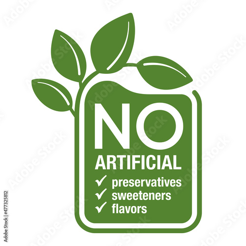 No Preservatives, Flavors, Sweeteners square badge