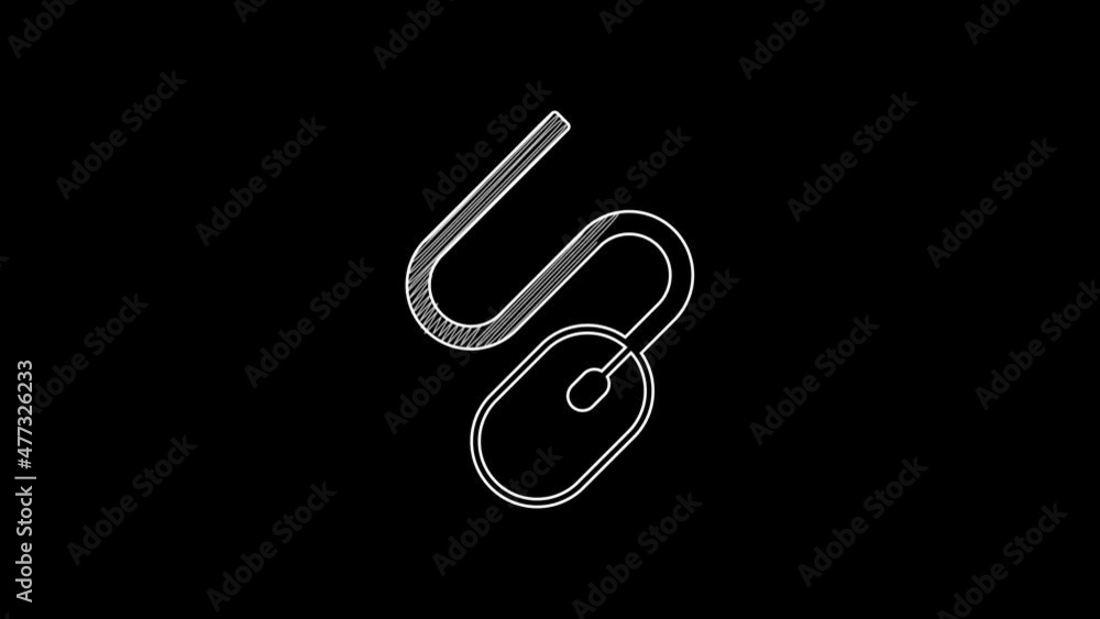 White line Computer mouse icon isolated on black background. Optical with wheel symbol. 4K Video motion graphic animation White line Computer mouse icon isolated on black background. Optical with wheel symbol. 4K Video motion graphic animation