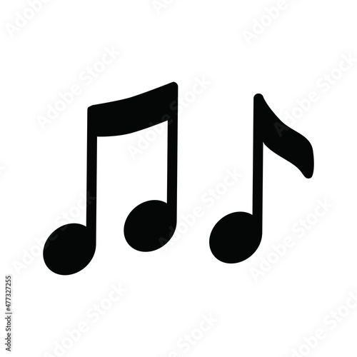 Music notes icon. Flat vector illustration. Note sign silhouette logo