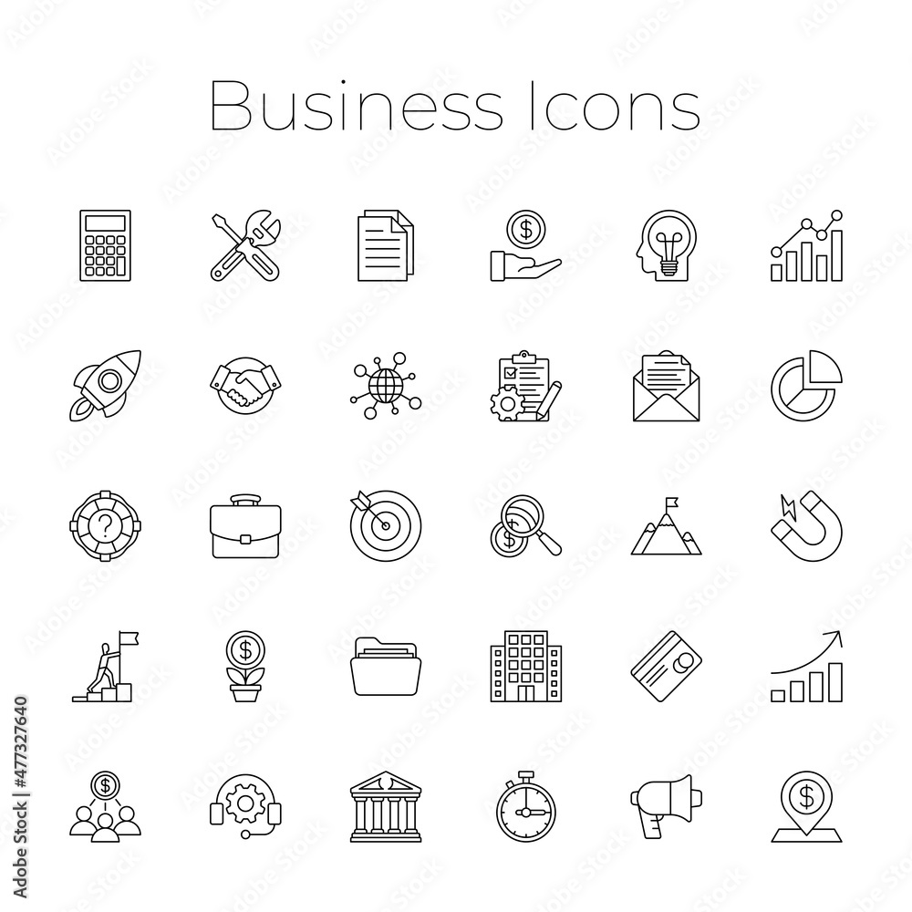 Set of business icons vector art the simple web