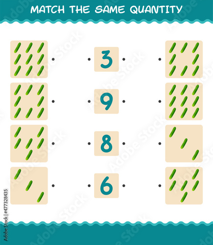 Match the same quantity of cucumber. Counting game. Educational game for pre shool years kids and toddlers