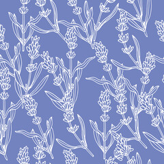 Fototapete Kleine Blumenmuster Lavendelzweige im botanischen Retrostil  © oxygen_8