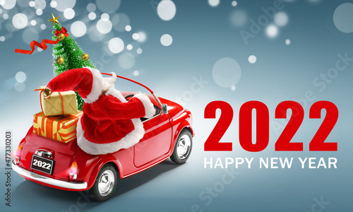 Greeting card, banner for Happy New Year 2022 celebration.