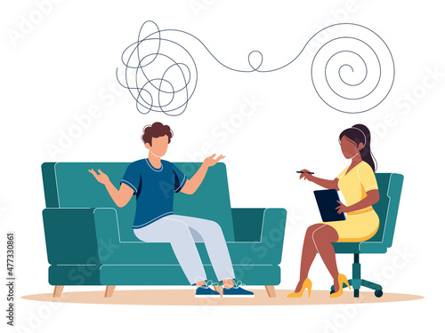 Psychologist flat vector illustration and abnormal mental states