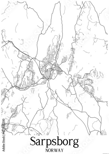 White map of Sarpsborg Norway. photo