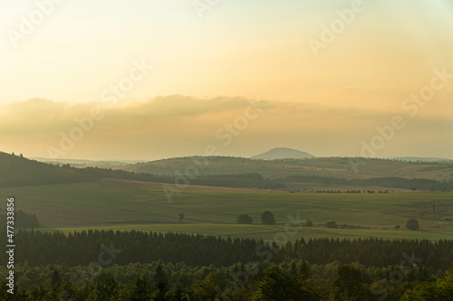sunrise over the czech ore mountains