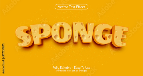Creative 3d text Sponge, editable style effect template