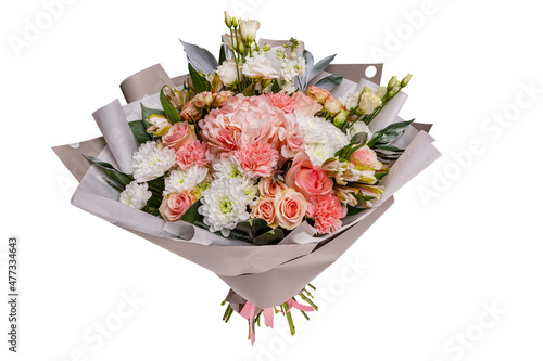 Fototapeta Naklejka Na Ścianę i Meble -  Gift box with beautiful flowers on white background