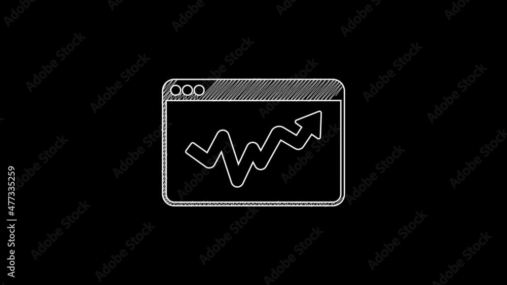 White line Graph, schedule, chart, diagram, infographic, pie graph icon isolated on black background. 4K Video motion graphic animation White line Graph, schedule, chart, diagram, infographic, pie graph icon isolated on black background. 4K Video motion graphic animation
