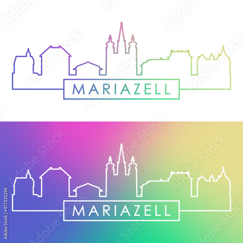 Mariazell skyline. Colorful linear style. Editable vector file. photo