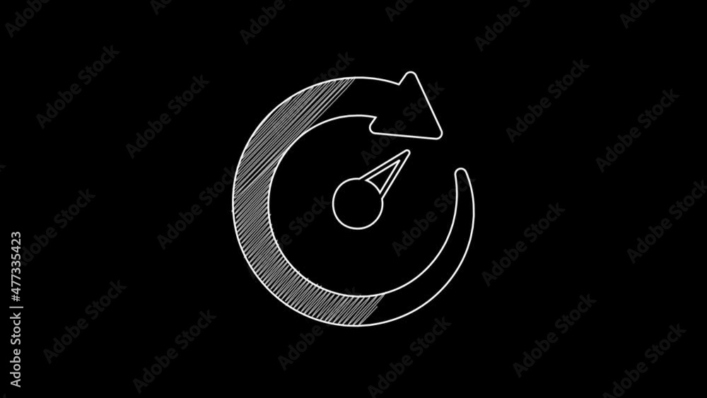 White line Digital speed meter icon isolated on black background. Global network high speed connection data rate technology. 4K Video motion graphic animation White line Digital speed meter icon isolated on black background. Global network high speed connection data rate technology. 4K Video motion graphic animation