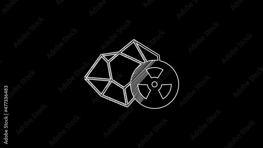 White line Radioactive icon isolated on black background. Radioactive toxic symbol. Radiation hazard sign. 4K Video motion graphic animation White line Radioactive icon isolated on black background. Radioactive toxic symbol. Radiation hazard sign. 4K Video motion graphic animation