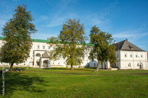 Courtyard view of the 11th century Ryazan Kremlin with the Ryazan prince Oleg Ivanovich's Palace, once housed the living chambers of the Ryazan bishops, their home church, brotherly cells, Russia