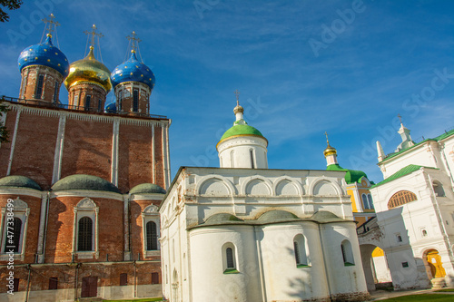 The Ryazan Spaso-Transfiguration Monastery, an Orthodox monastery founded around the 13th century near the bishop's house (Spiritual consistory) and 11th century Assum in the Ryazan Kremlin, Russia