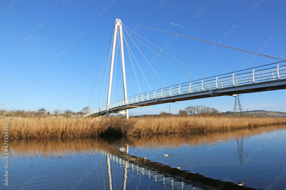 Fototapeta premium Suspension bridge over the River Teign in Newton Abbot, Devon