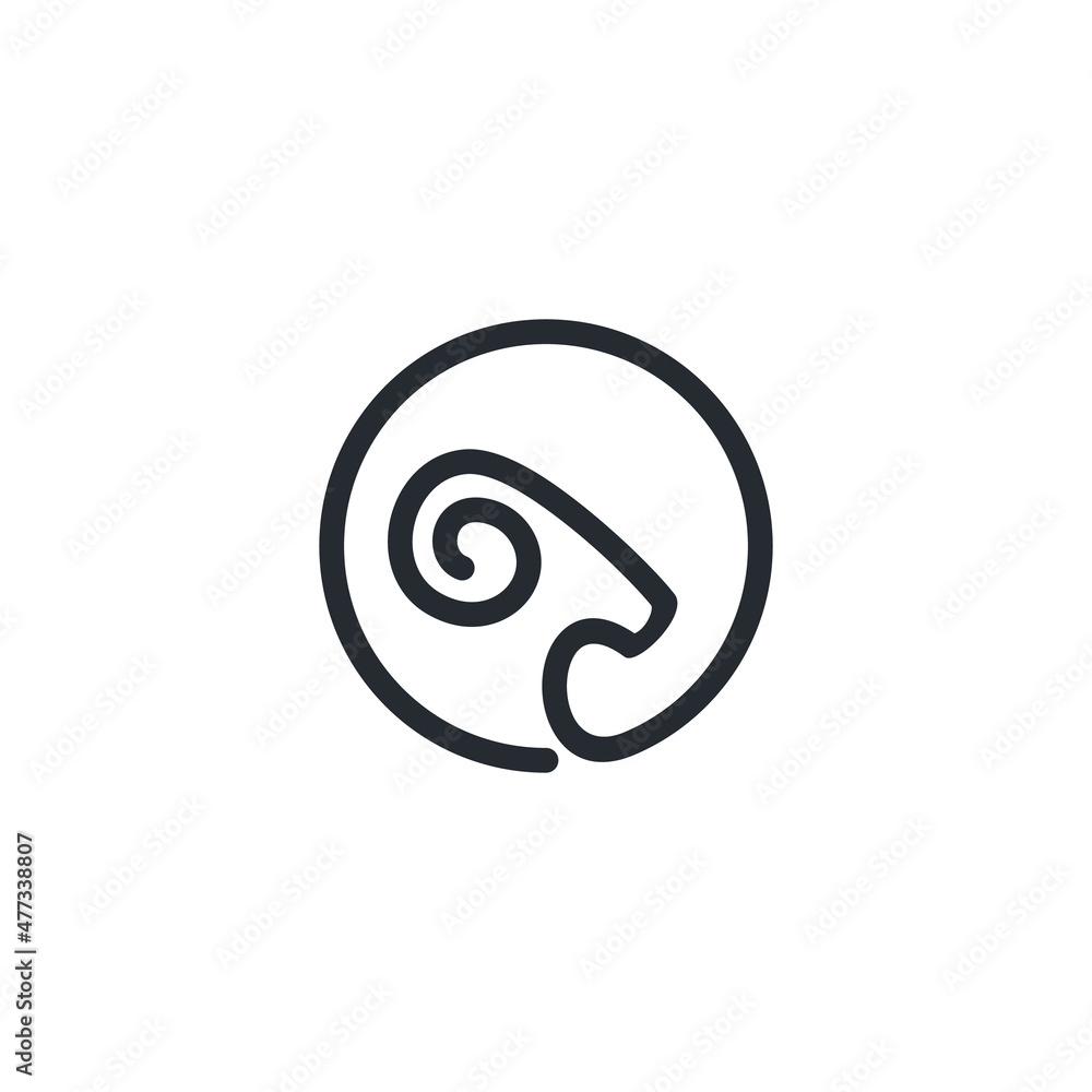 circular goat line art vector logo design