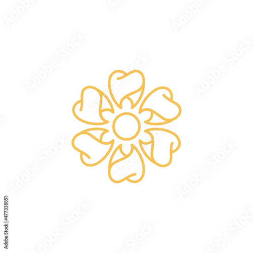 flower dental concept line art vector logo design