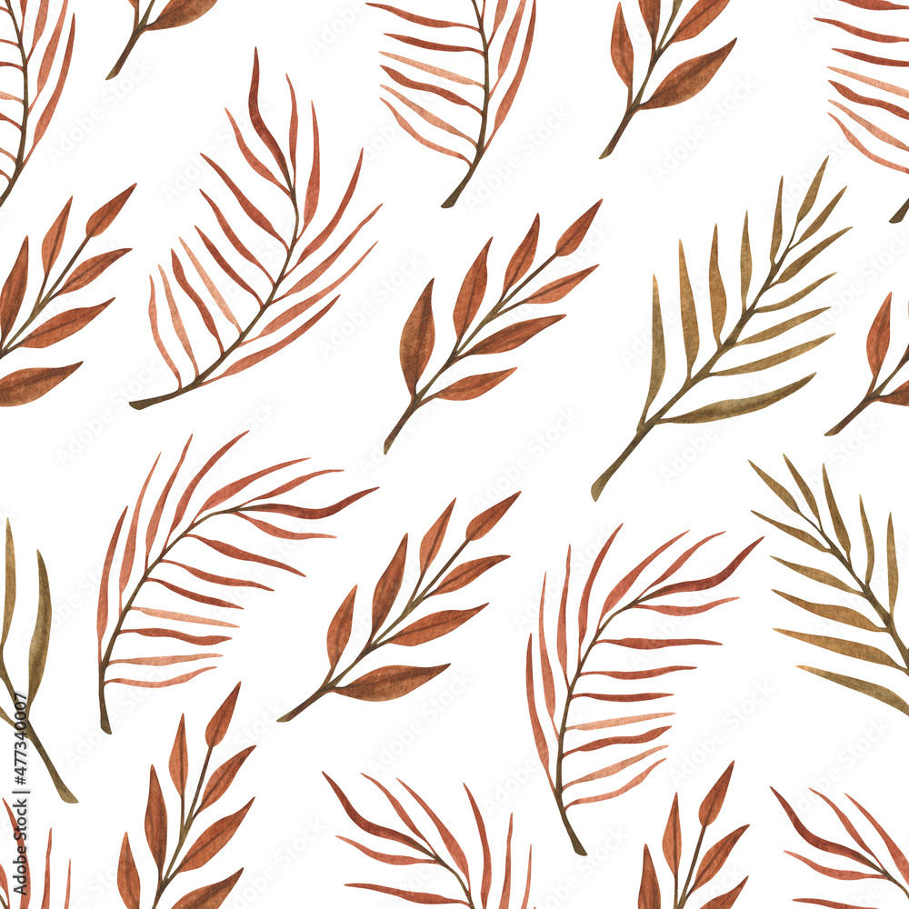 Boho dried flowers seamless pattern. Boho wedding. Hand drawn watercolor clipart with earthy colors Boho dried flowers seamless pattern. Boho wedding. Hand drawn watercolor clipart with earthy colors