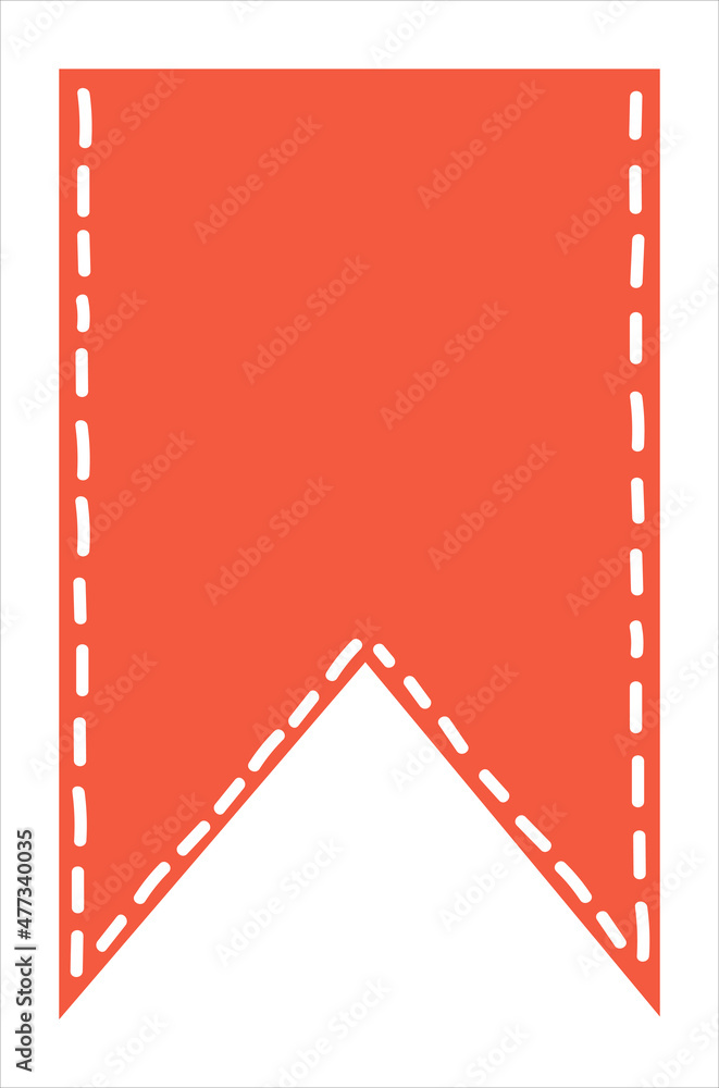 Fototapeta premium Festive checkbox. Birthday decor. Dotted lines. Sewn at the seams with threads. Simple style, minimalism, modern.
