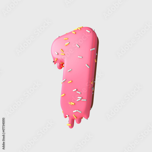 3d rendering numbers and elements in format of donuts/cake - 3d cake or donuts one